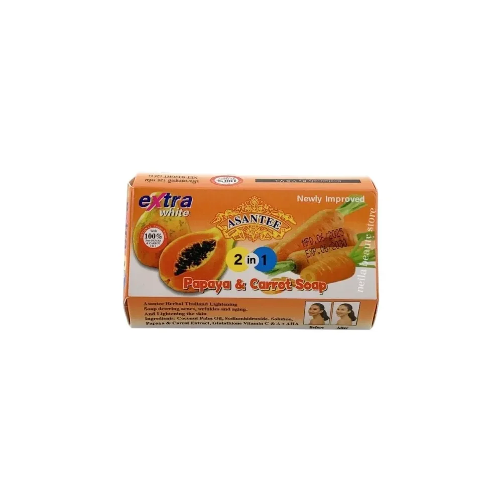 Asantee Extra White 2In1 Papaya And Carrot Soap - 125Grm