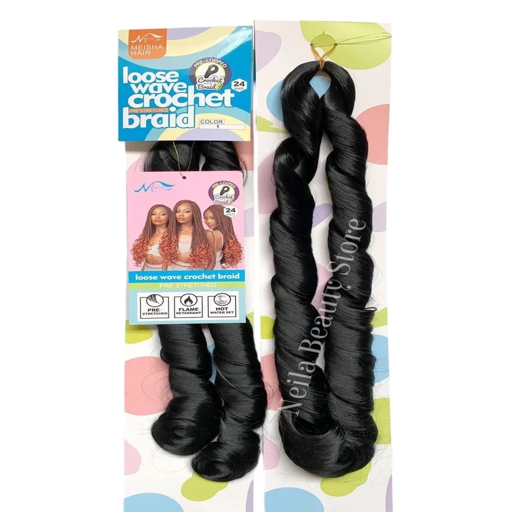 Meisha Hair Loose Wave Crochet Braid 24 Inch #1