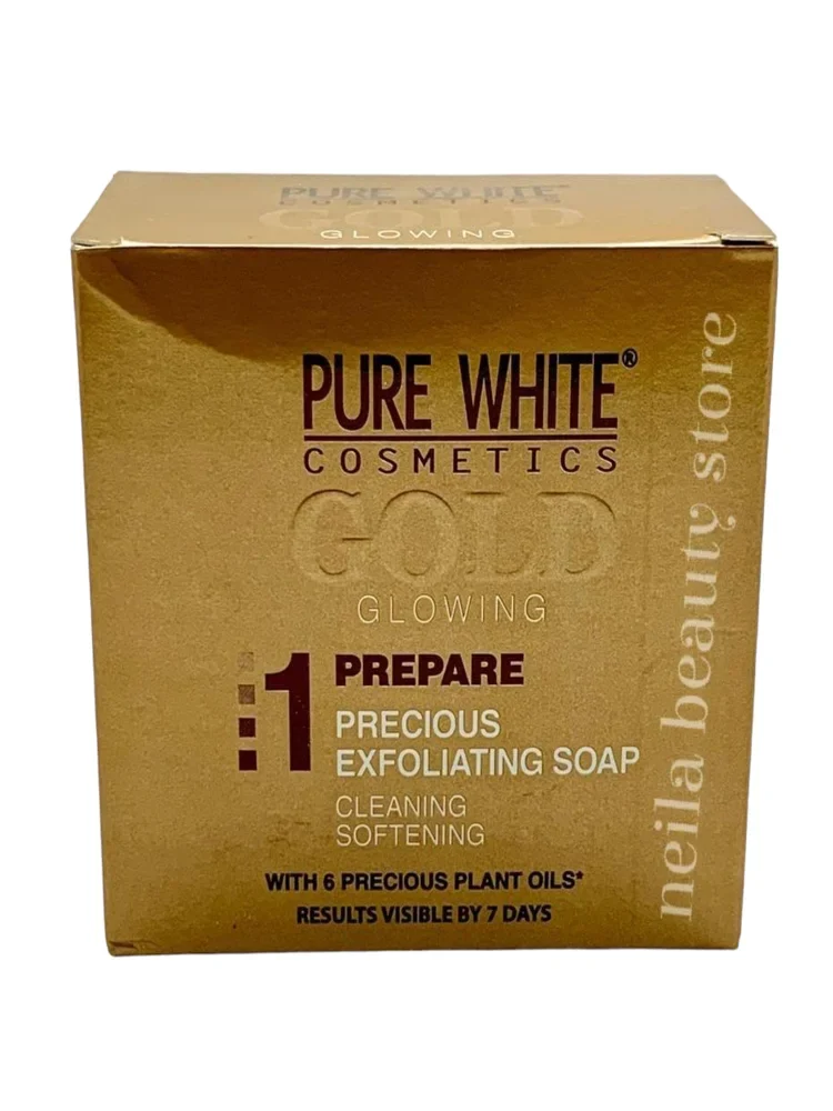 Pure-White-Gold-Exfoliating-Cleaning-Softening-Soap-150grm Pure White Gold Exfoliating Cleaning Softening Soap - 150Grm