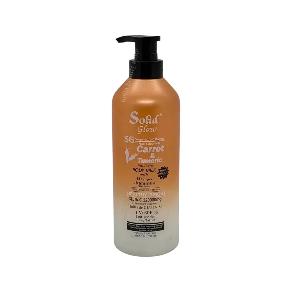 Solid Glow Carrot And Turmeric+Vitamins Healthy Bright Body Milk - 500Ml