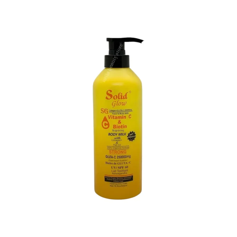 Solid Glow Collagen+Gluta -C +Vitamin C And Biotin Brightening Body Milk - 500Ml