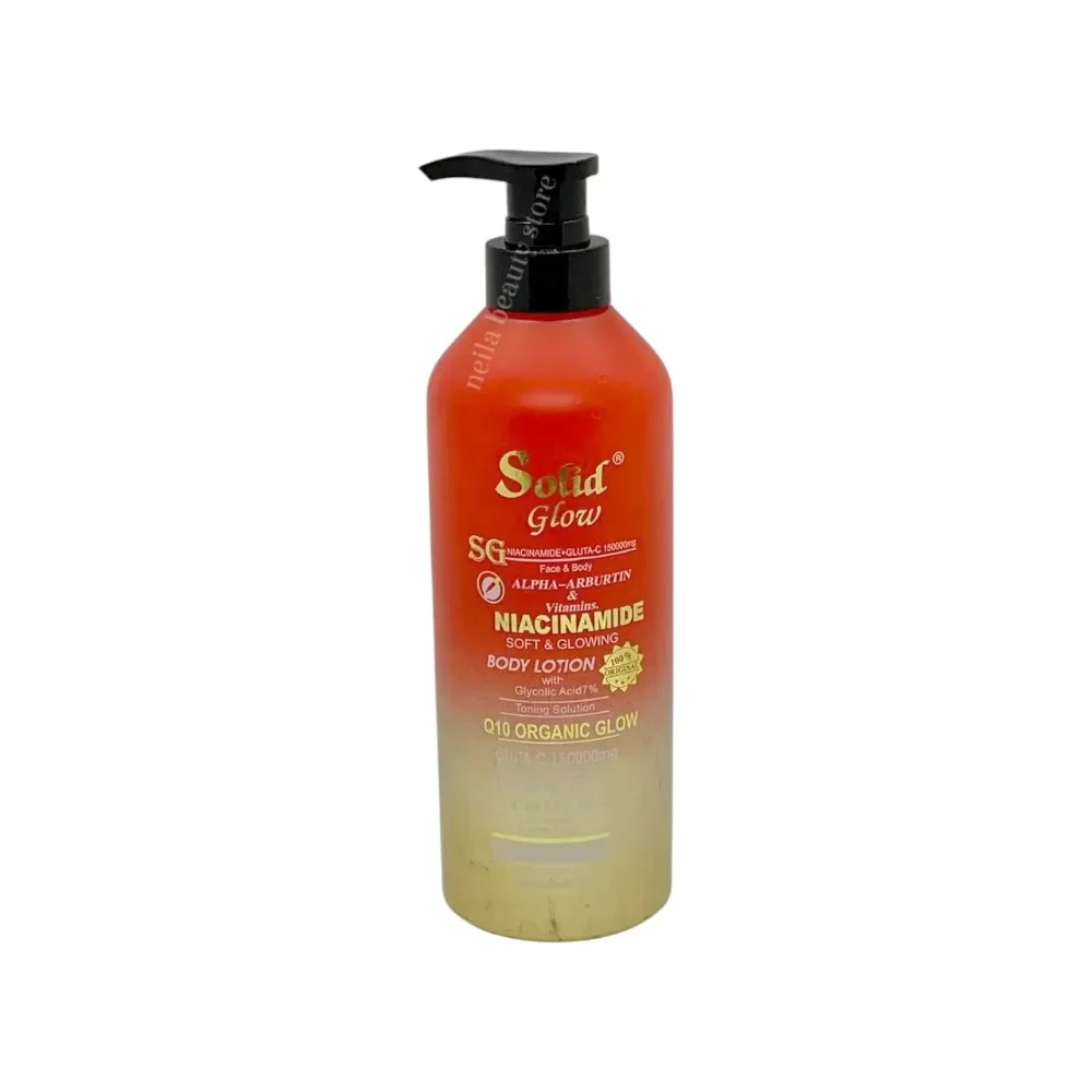 Solid Glow Niacinamide+Gluta-C And Alpha Arbutin Q10 Organic Glow Body Lotion - 500Ml